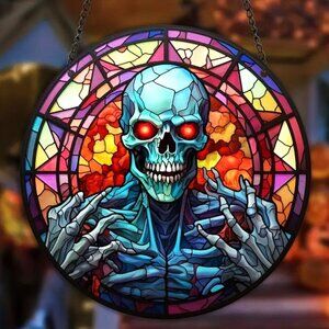 Skeleton Suncatcher Halloween Spooky Scary Horror Skull In/Outdoor Goth Punk